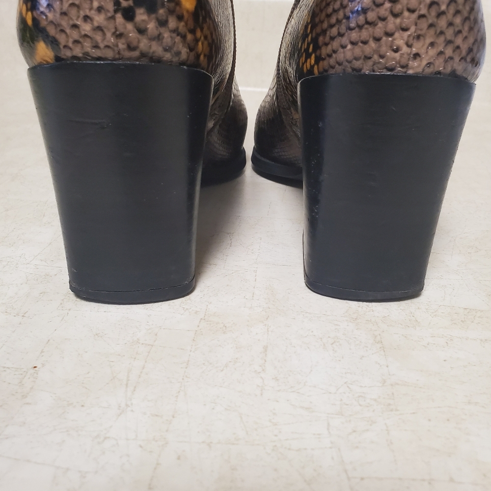 Franco Sarto Leather Boot Snake Print Square Toe - Picture 7 of 13